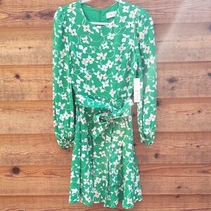 Green Floral Long Sleeve Dress